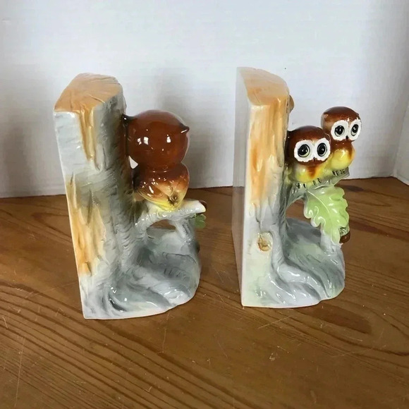 Vintage Giftcraft Anthropomorphic Owl Book Ends - Picture 3 of 12